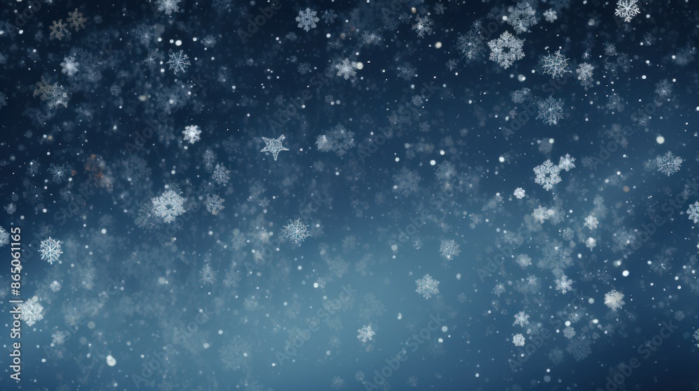Fototapeta premium Falling Snowflakes on a Blue Background