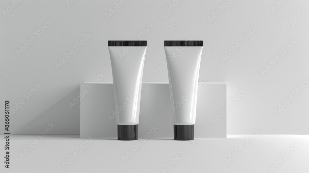 Mock up of cosmetic tube packaging on a white background Mock up of cosmetic tube packaging on a white background