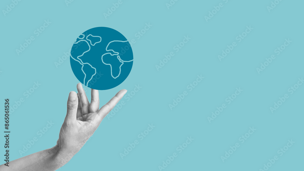 Woman's hand holding Earth icon. Digital globe. Save Planet concept and World environment. Media Worldwide of Technology Woman's hand holding Earth icon. Digital globe. Save Planet concept and World environment. Media Worldwide of Technology