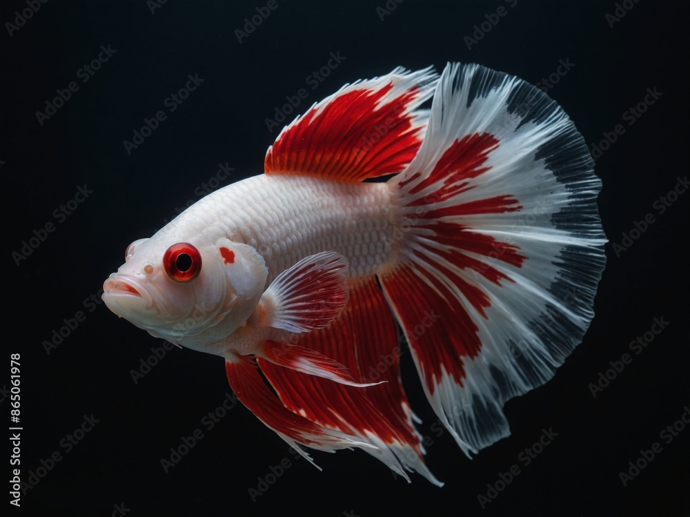 Minimalist depiction of an aggressive betta fish on a pitch black background. Minimalist depiction of an aggressive betta fish on a pitch black background.