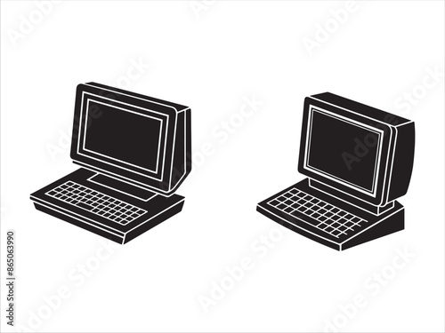 Computer silhouette design vector art AI Technology 