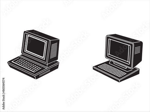 Computer silhouette design vector art AI Technology 