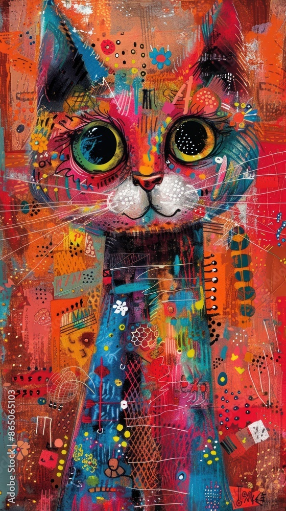 Fototapeta premium Colorful Abstract Cat Portrait