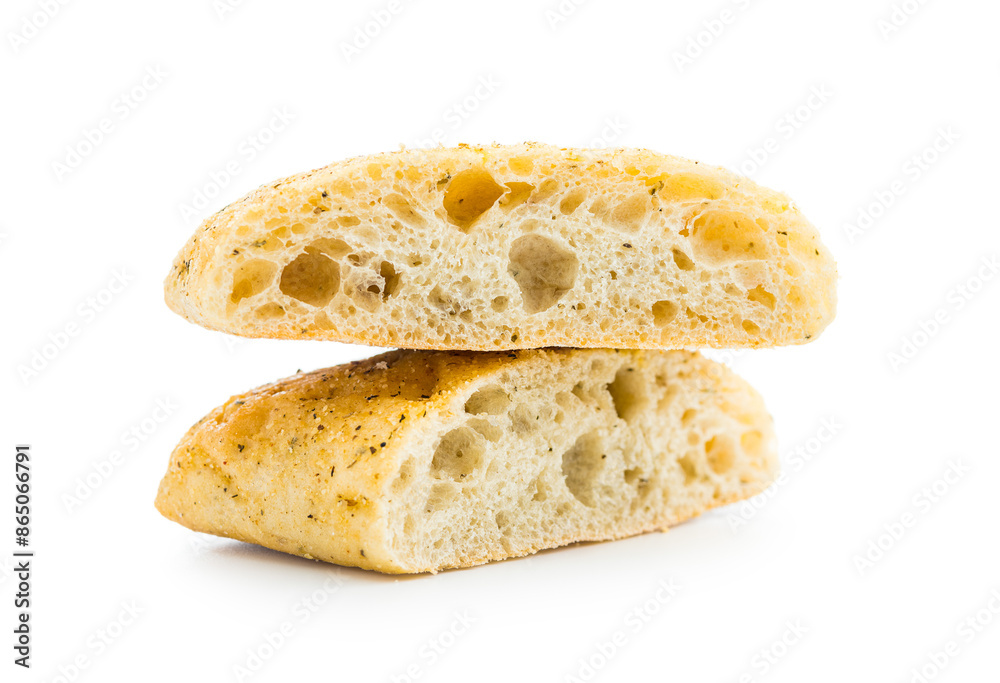 Italian ciabatta bread isolated on white background. Italian ciabatta bread isolated on white background.