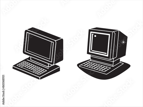 Computer silhouette design vector art AI Technology 