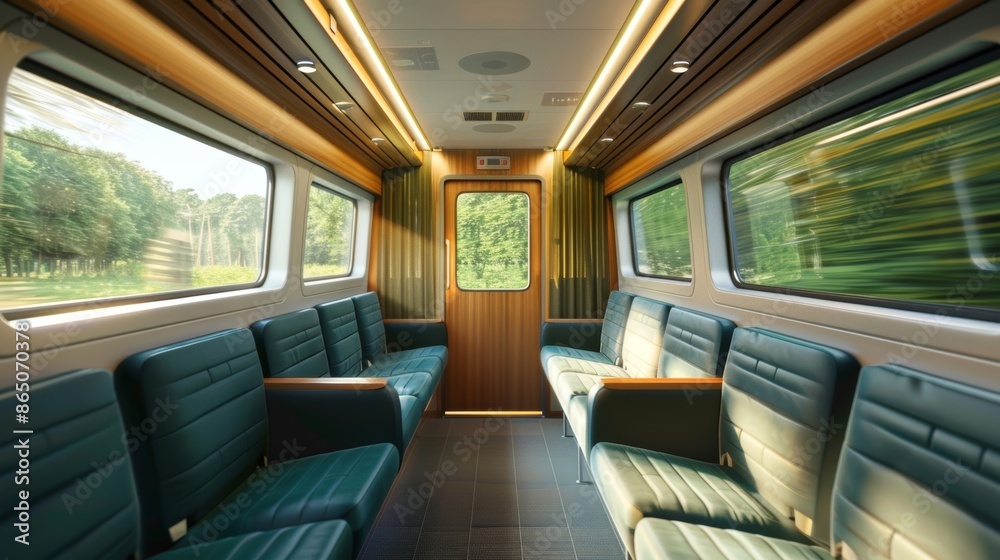 Fototapeta premium The rhythmic chugging of the trains engine creates a relaxing soundtrack for the holiday journey.
