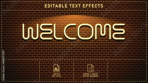Neon style editable text effects. Vector eps files.