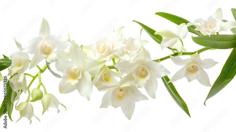 Isolated White Background Dendrobium Orchids Variety Prao Isolated White Background Dendrobium Orchids Variety Prao
