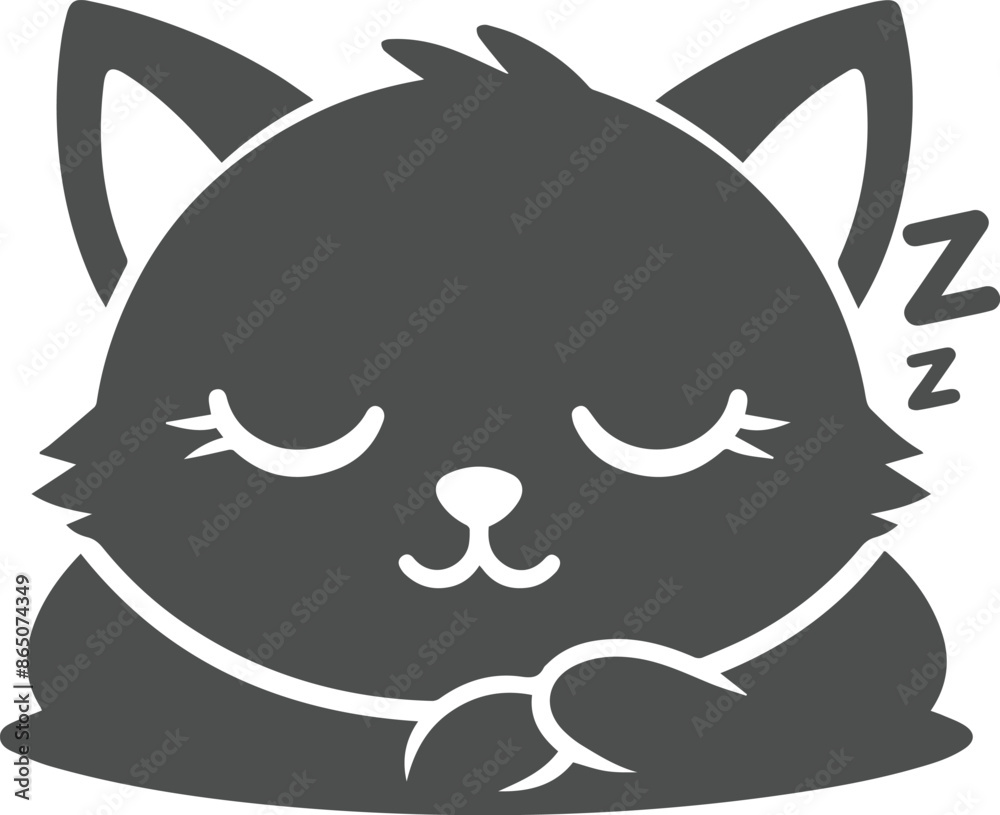 A cute Cat sleeping vector, silhouette. A sleeping cute Cat vector, silhouette 