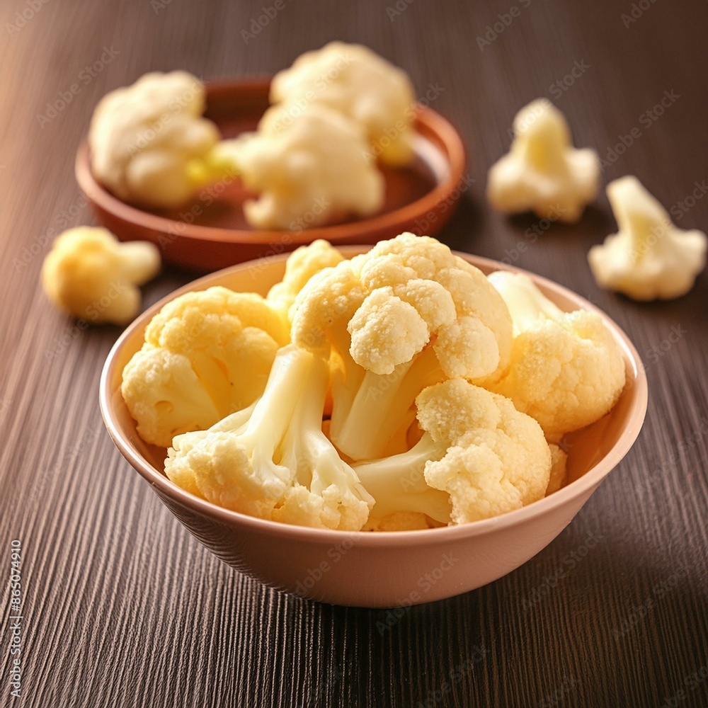 Fresh peeled cauliflower in bowl Fresh peeled cauliflower in bowl