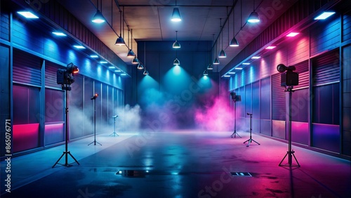 abstract background of blue neon and red lights