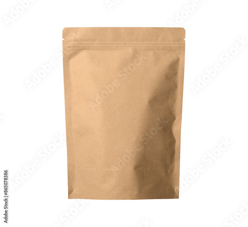 Obraz na płótnie Kraft paper pouch mock up for snack. Blank craft coffee bean pack mock up on isolated white background w salonie