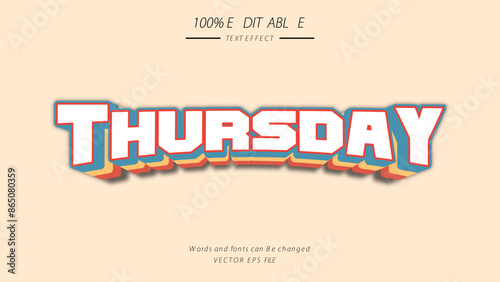 Editable style text effect - Thursday Retro style effect