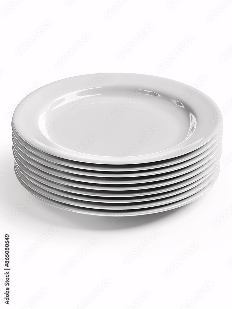 A pile of ivory dishes on a blank backdrop. 3D image. A pile of ivory dishes on a blank backdrop. 3D image.