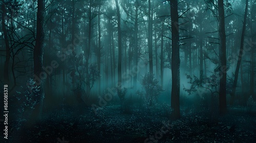 night in the forest,fog in the forest,generative ai
