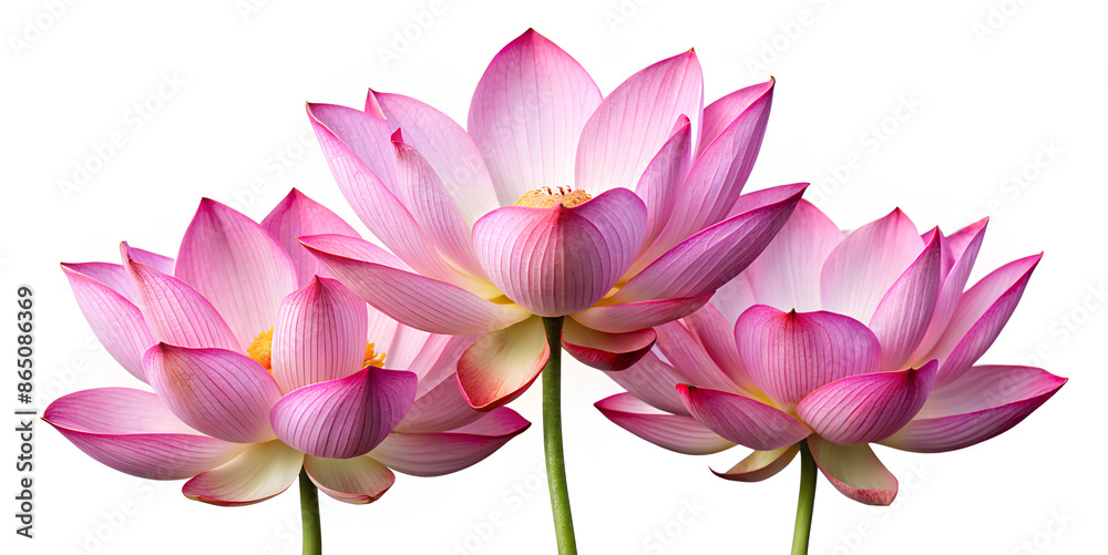 Set Pink lotus flowers , isolate on white Set Pink lotus flowers , isolate on white
