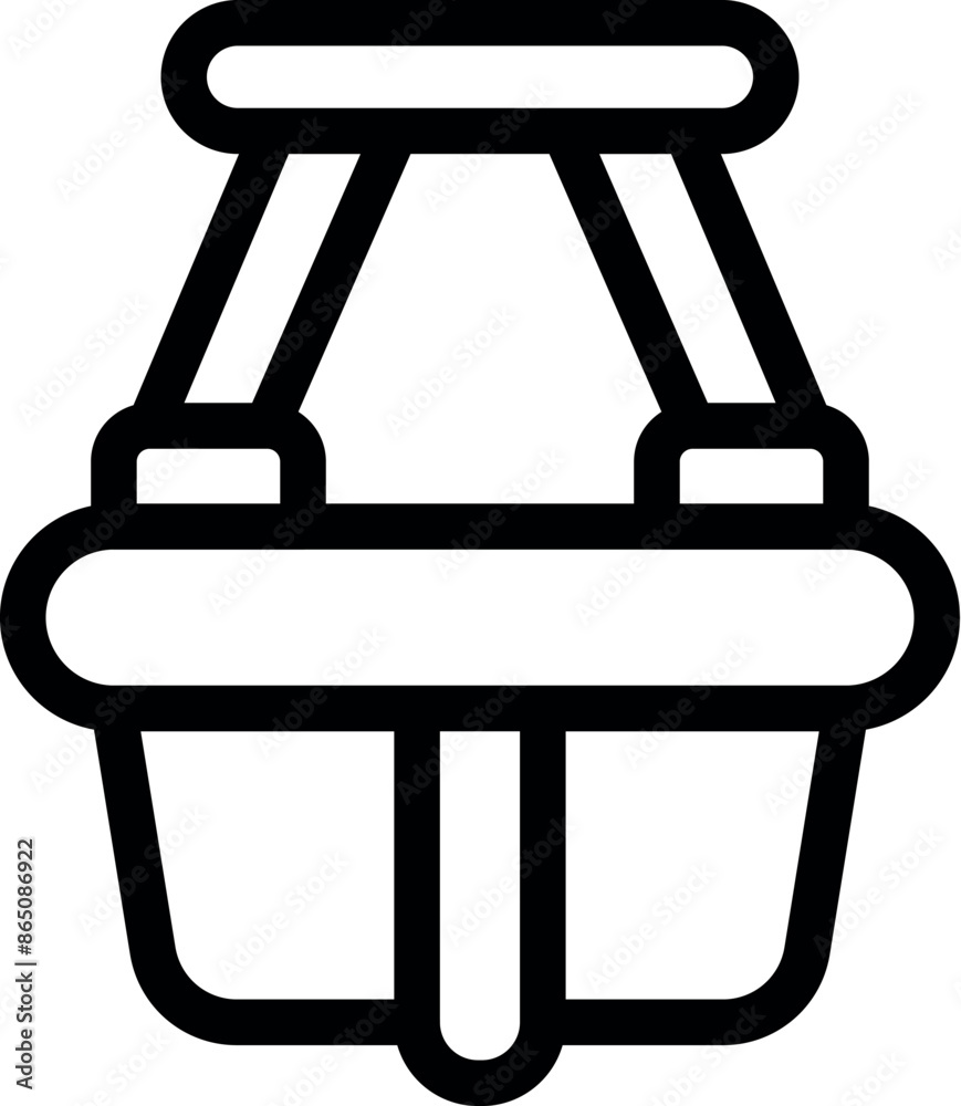 Fototapeta premium Simple black and white baby carrying basket icon, perfect for projects related to childcare, parenting, and baby products