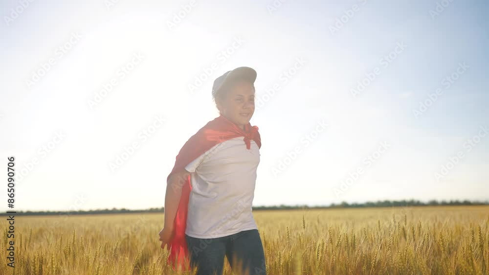 Superhero running through the wheat with his child. Hero super costume concept. girl runs across a field of wheat with a superhero. Girl runs through a field of wheat fun and runs into a superhero. Superhero running through the wheat with his child. Hero super costume concept. girl runs across a field of wheat with a superhero. Girl runs through a field of wheat fun and runs into a superhero.