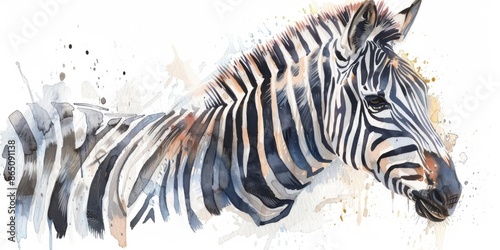 Elegant Zebra in Detailed Watercolor Illustration