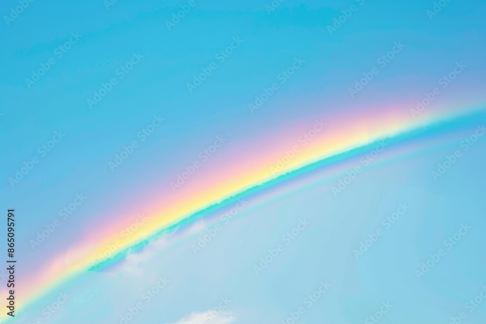 A rainbow arches across the sky in vibrant colors against a backdrop of clear blue, A vibrant rainbow stretching across a clear blue sky A rainbow arches across the sky in vibrant colors against a backdrop of clear blue, A vibrant rainbow stretching across a clear blue sky