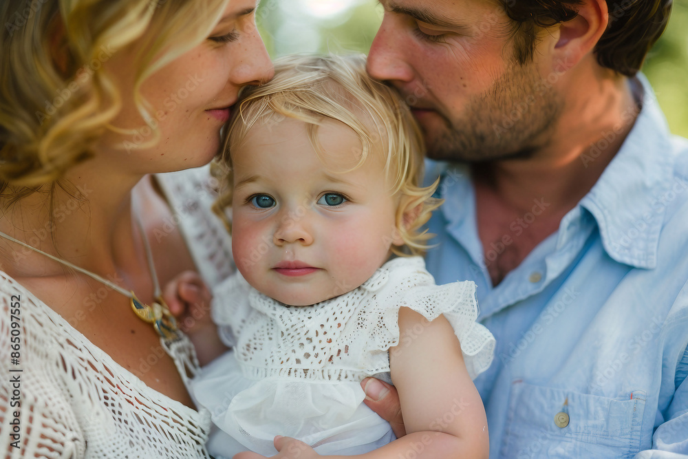 Happy family celebrating first birthday their baby party indoor generative ai Happy family celebrating first birthday their baby party indoor generative ai