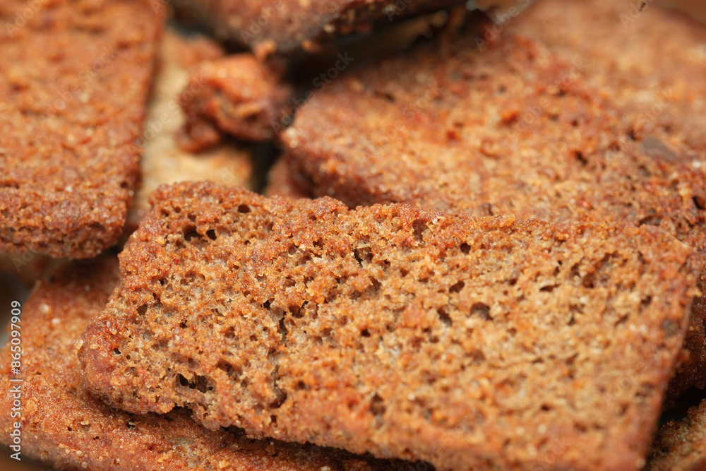 Fried bread crackers close-up. Selective focus Fried bread crackers close-up. Selective focus