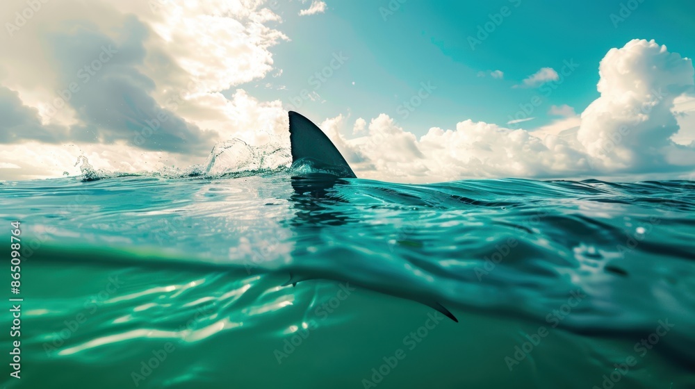 Fototapeta premium The shark fin in ocean