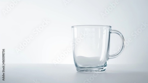 Close up of a glass cup on a white background