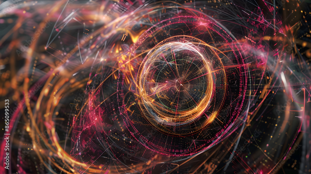 Fototapeta premium orange digital background for tech processes ,neural networks, artificial intelligence, data transfer, encryption and digital archives