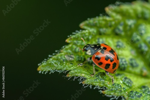 Ladybug on Leaf Close-Up © rzrstudio