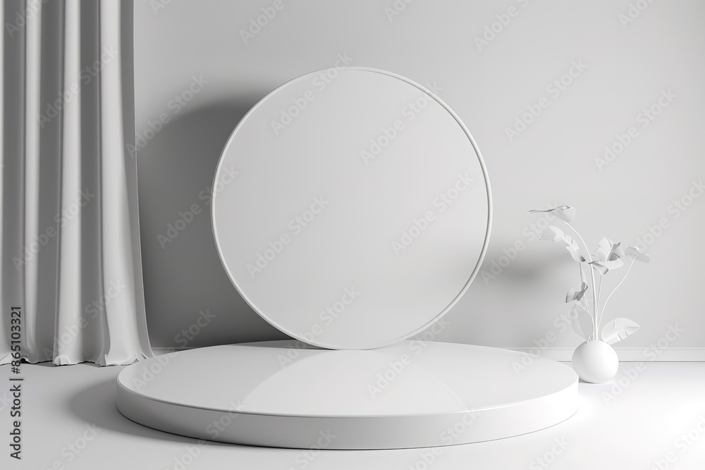 3D render round white podium display 3D render round white podium display