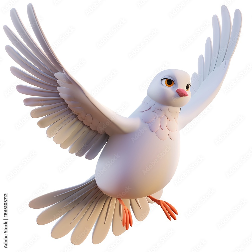 Obraz premium Dove 3D cartoon isolated whitebackground 