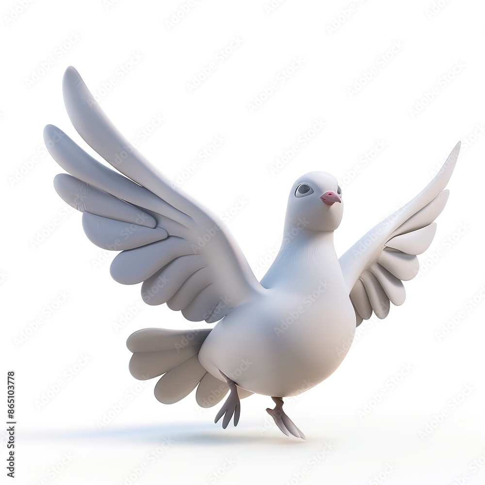 Obraz premium Dove 3D cartoon isolated whitebackground
