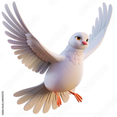 Dove 3D cartoon isolated whitebackground 