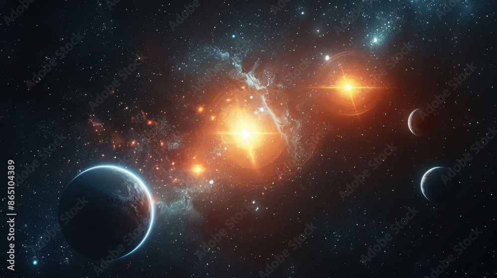 Obraz premium Universal Discovery: Integrating AI in astronomy leads to groundbreaking findings, from exoplanet detection to understanding dark matter, reshaping our cosmic knowledge. 