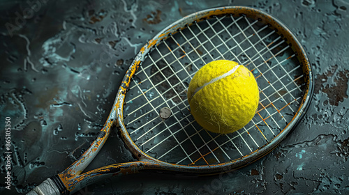 tennis ball and racket