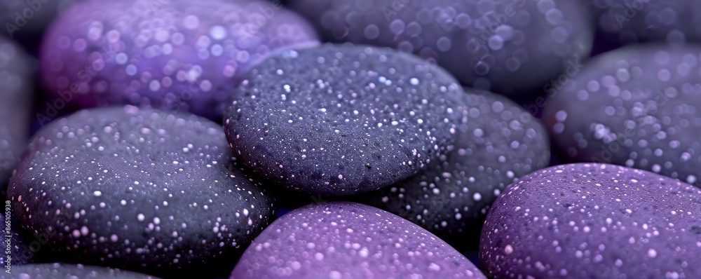 Close-up of purple and black pebbles with a speckled texture Close-up of purple and black pebbles with a speckled texture