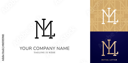 LM or ML monogram logo design elegant style vector illustration for personal name, business, fashion, branding company identity, advertisement materials golden foil, collages prins, wedding invitation