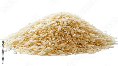 Basmati rice pile on white background
