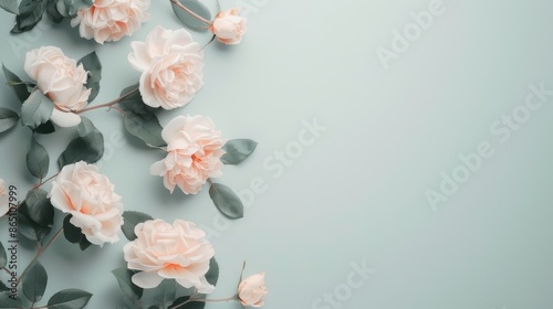 A minimalist silver frame featuring a charming rose border, perfect for adding a touch of beauty and elegance to any project. The image provides ample copy space for customization.