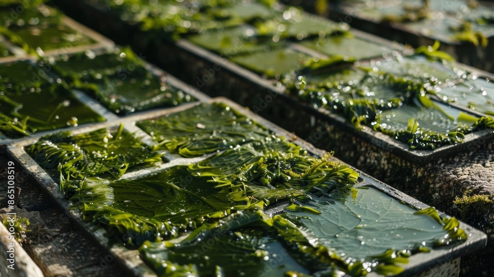 Seaweed is gently washed and laid out to dry in the sun ready to be used in a variety of fresh recipes. Seaweed is gently washed and laid out to dry in the sun ready to be used in a variety of fresh recipes.