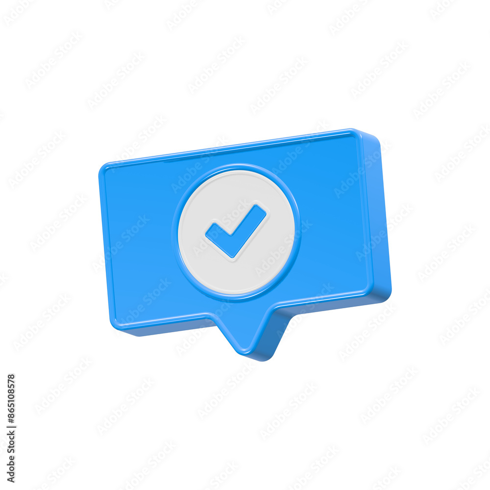 Check mark with bubble chat 3d icon Check mark with bubble chat 3d icon