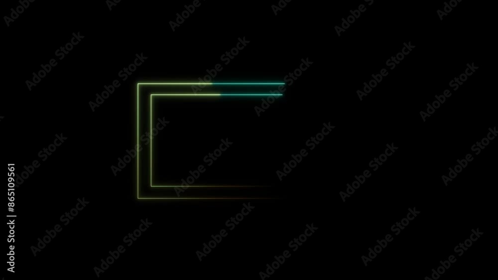 Laser saber border animation repeated moves. Lightning border frame on black background animation.  neon border frame, glowing border,