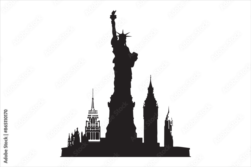 Naklejka premium Eiffel Tower 🗼, Statue of Liberty 🗽, Big Ben 🕰️, Colosseum 🏛️, Great Wall of China 🏯, Taj Mahal 🕌, Sydney Opera House 🎭, Pyramids of Giza 🏜️, Leaning Tower of Pisa 🏰, Mount Fuji 🗻, Machu Pic