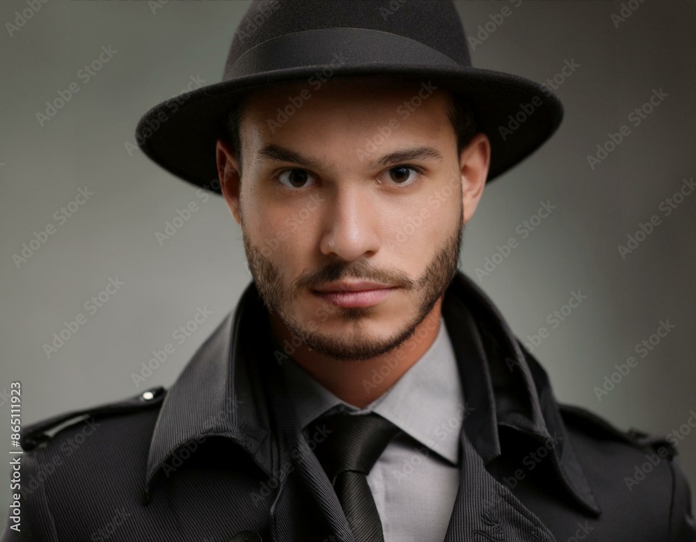 portrait of a man, photo of a man wearing a black hat and black jacket portrait of a man, photo of a man wearing a black hat and black jacket