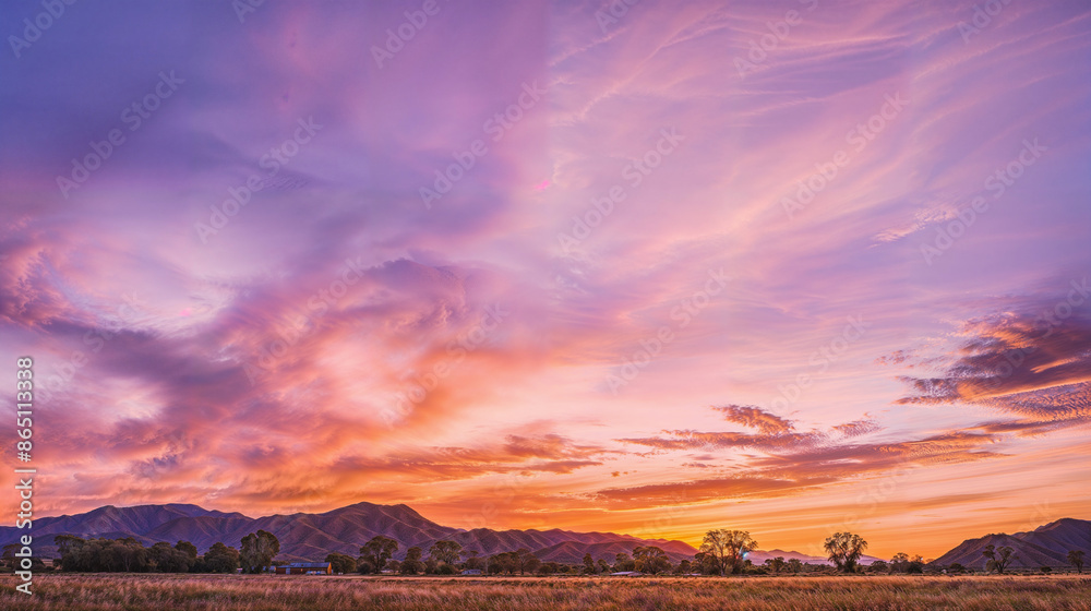 Obraz premium Majestic Mountain Sunset Sky View