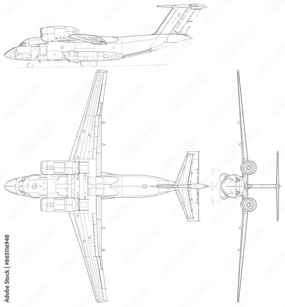 Antonov_An-72_3view  blank, outline vector, svg badge, dxf, cnc router file, laser engraving, cricut, ezcad, digital cutting file for laser cutting, laser engraving template