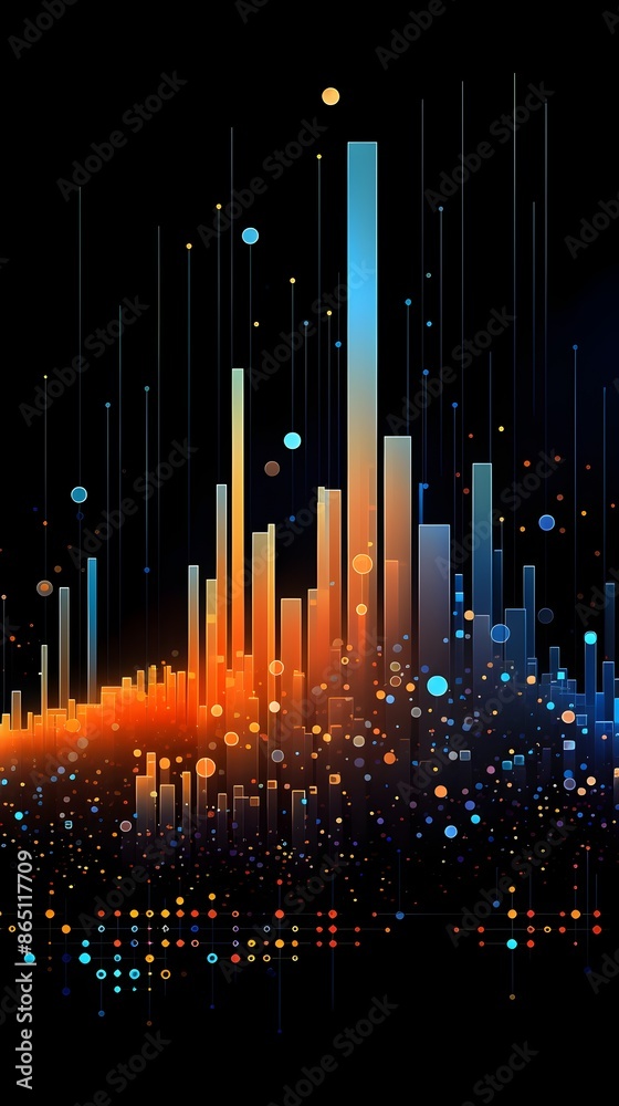 Intricate Data Visualization in Futuristic Digital Landscape