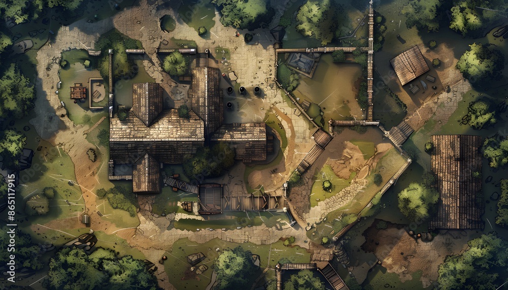 Fantasy map for game rpg, Fantasy rustic battlefield illustration Fantasy map for game rpg, Fantasy rustic battlefield illustration