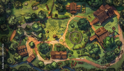 Fantasy map for game rpg, Fantasy rustic battlefield illustration